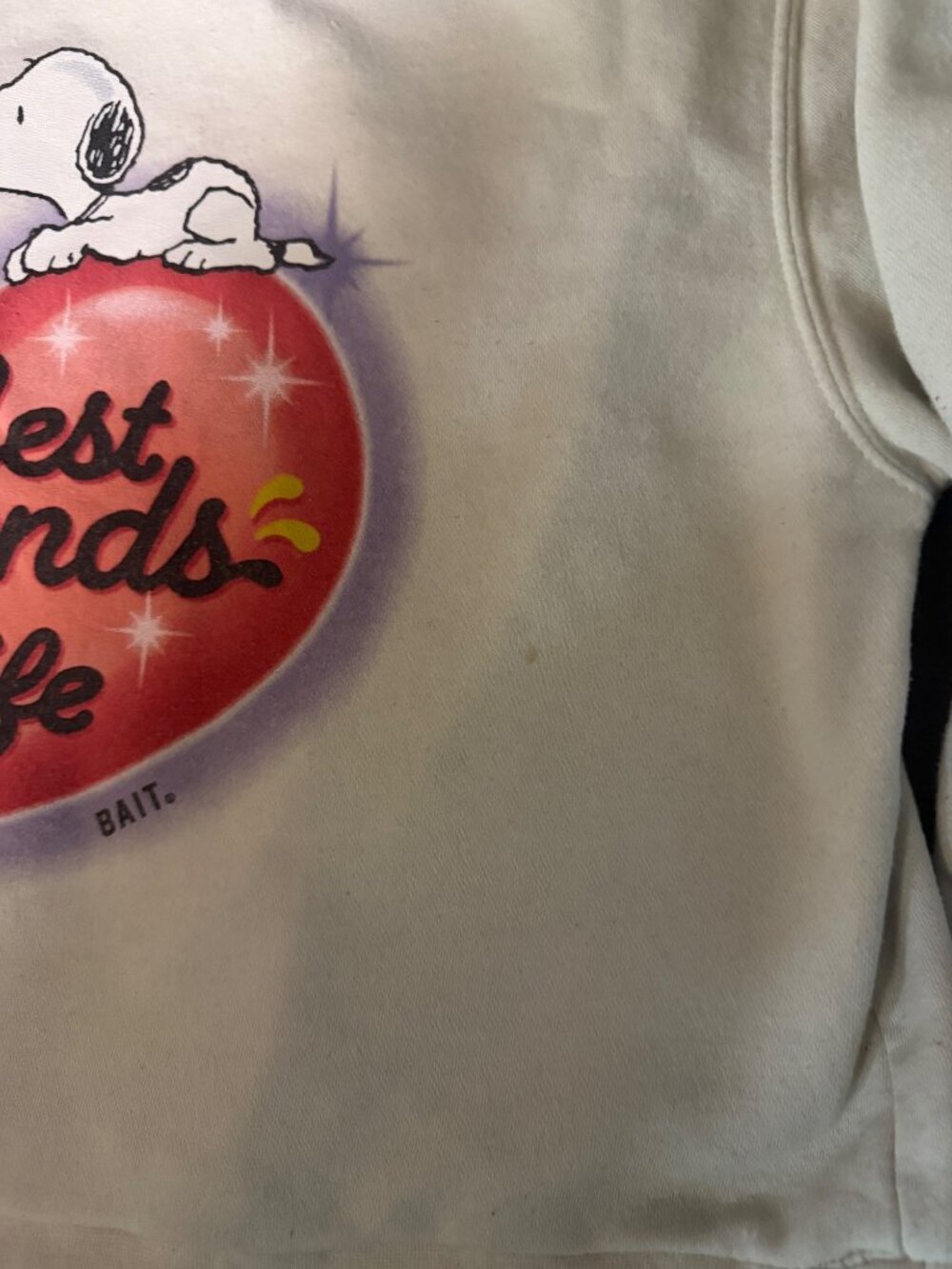 BAIT & Peanuts Snoopy & Woodstock "Best Friends For Life" White Crewneck Sweatsh - Picture 3 of 5